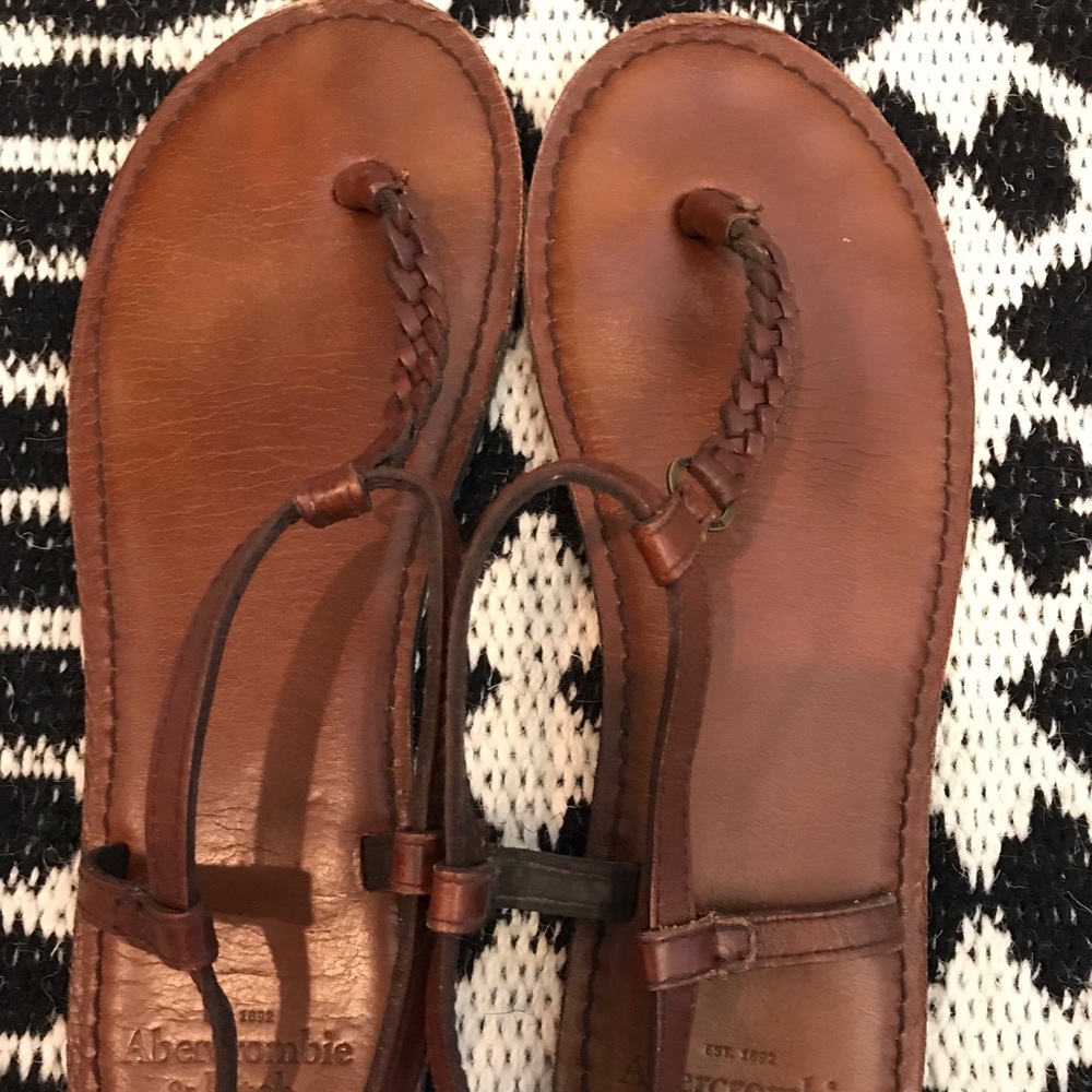 Abercrombie Brown Leather Braided Sandal